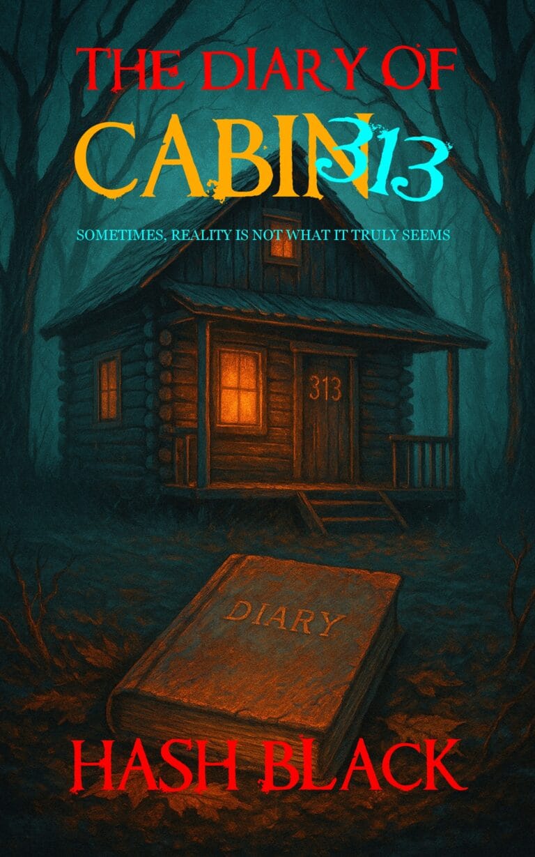 The book cover to Hash Black's psychological horror trope short story, The Diary of Cabin 313
