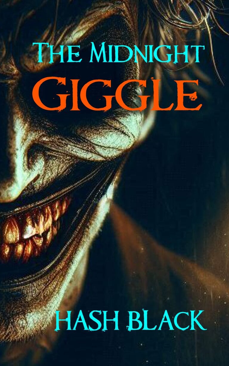 The book cover to Hash Black's supernatural horror short story, The Midnight Giggle.