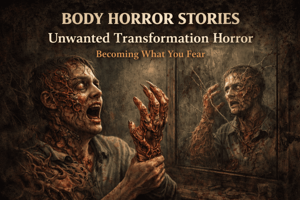 Blog cover for Hash Black's deep dive into transformation body horror stories